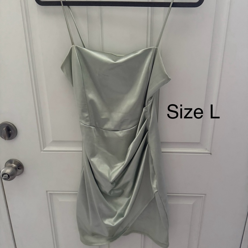 Windsor Sage Green Satin Mini Dress